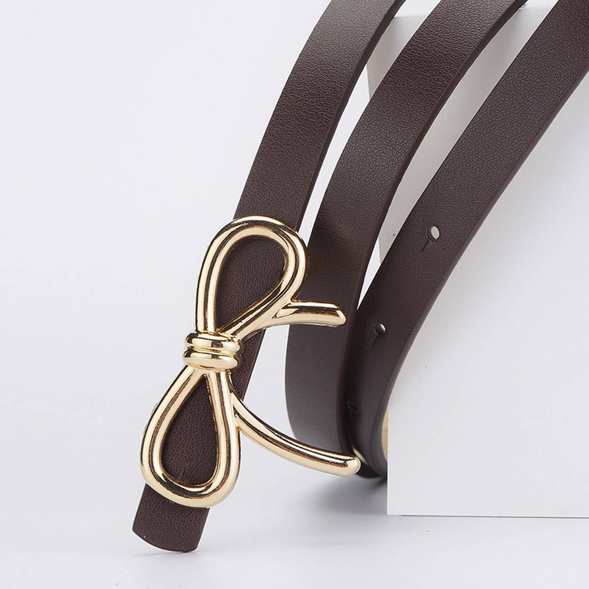 Bow PU Leather Skinny Belt