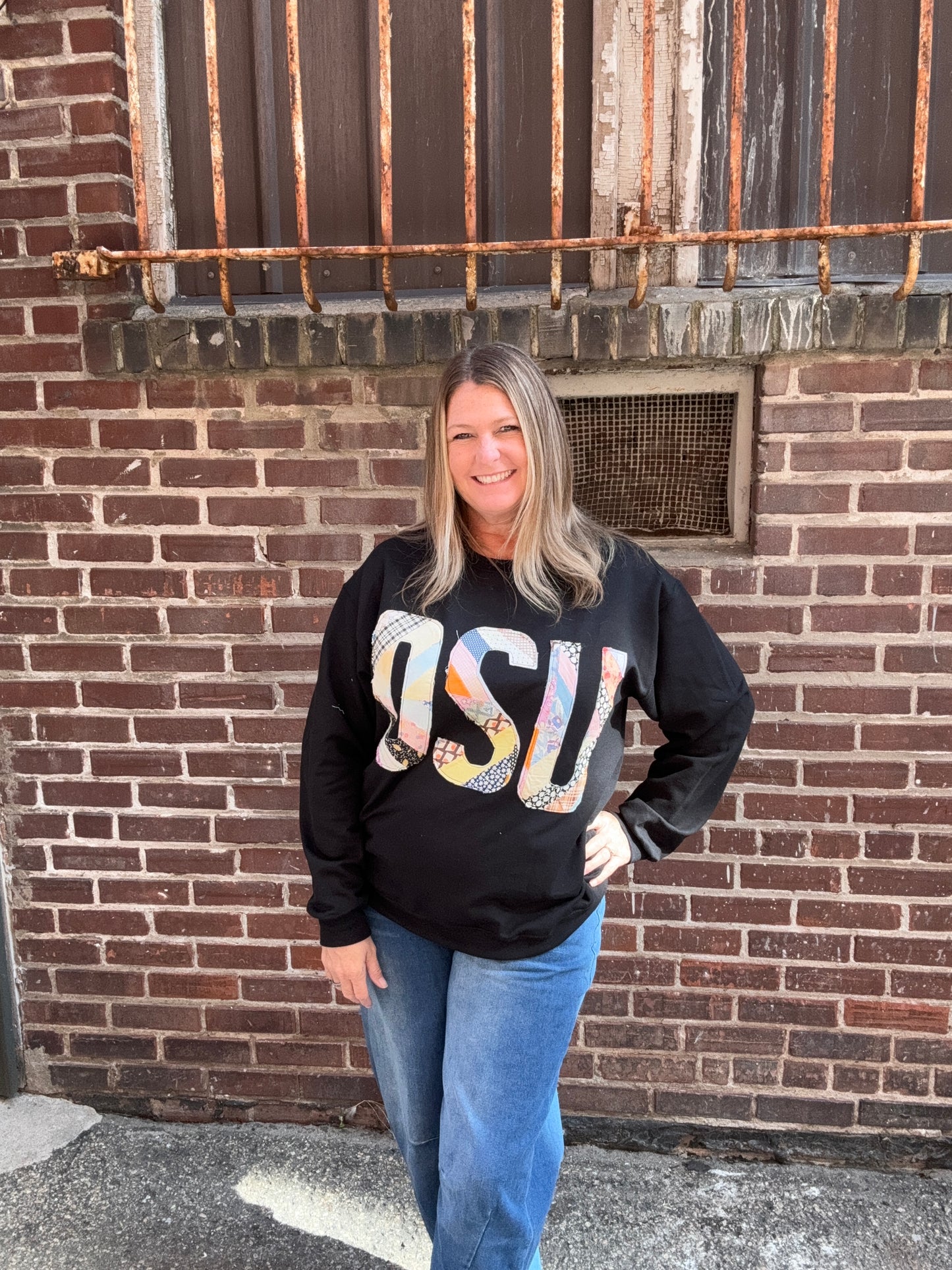 Vintage Quilt OSU Sweatshirt - Black