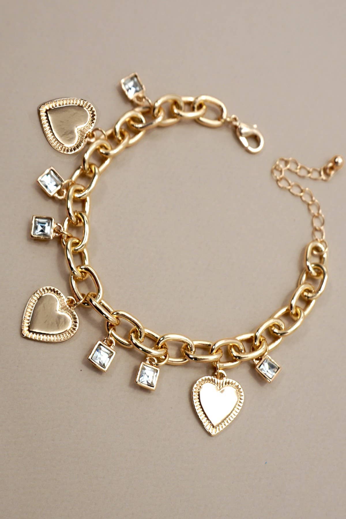 Charm Bracelet - Heart Rhinestone Charms