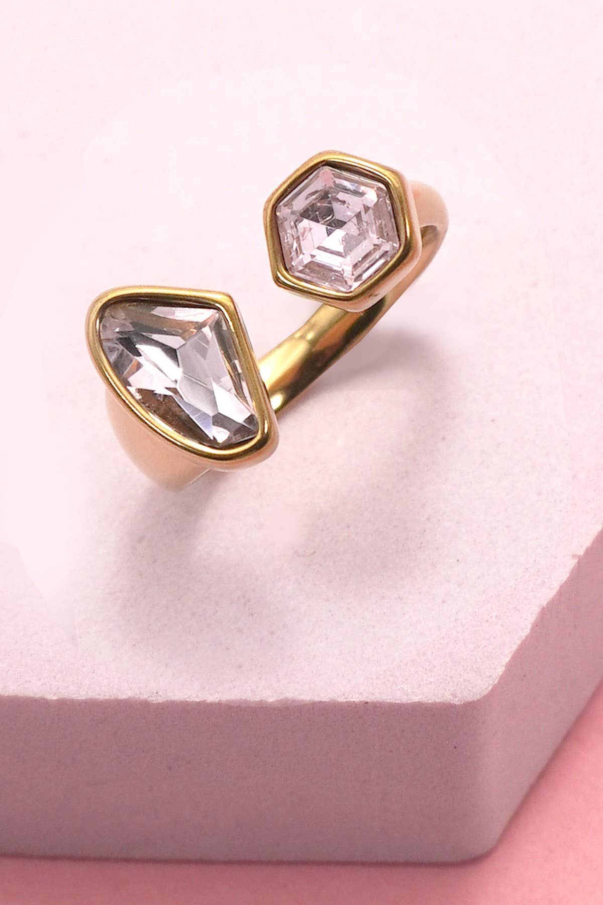 18K Stainless Steel Tarnish Free Rhinestone Ring