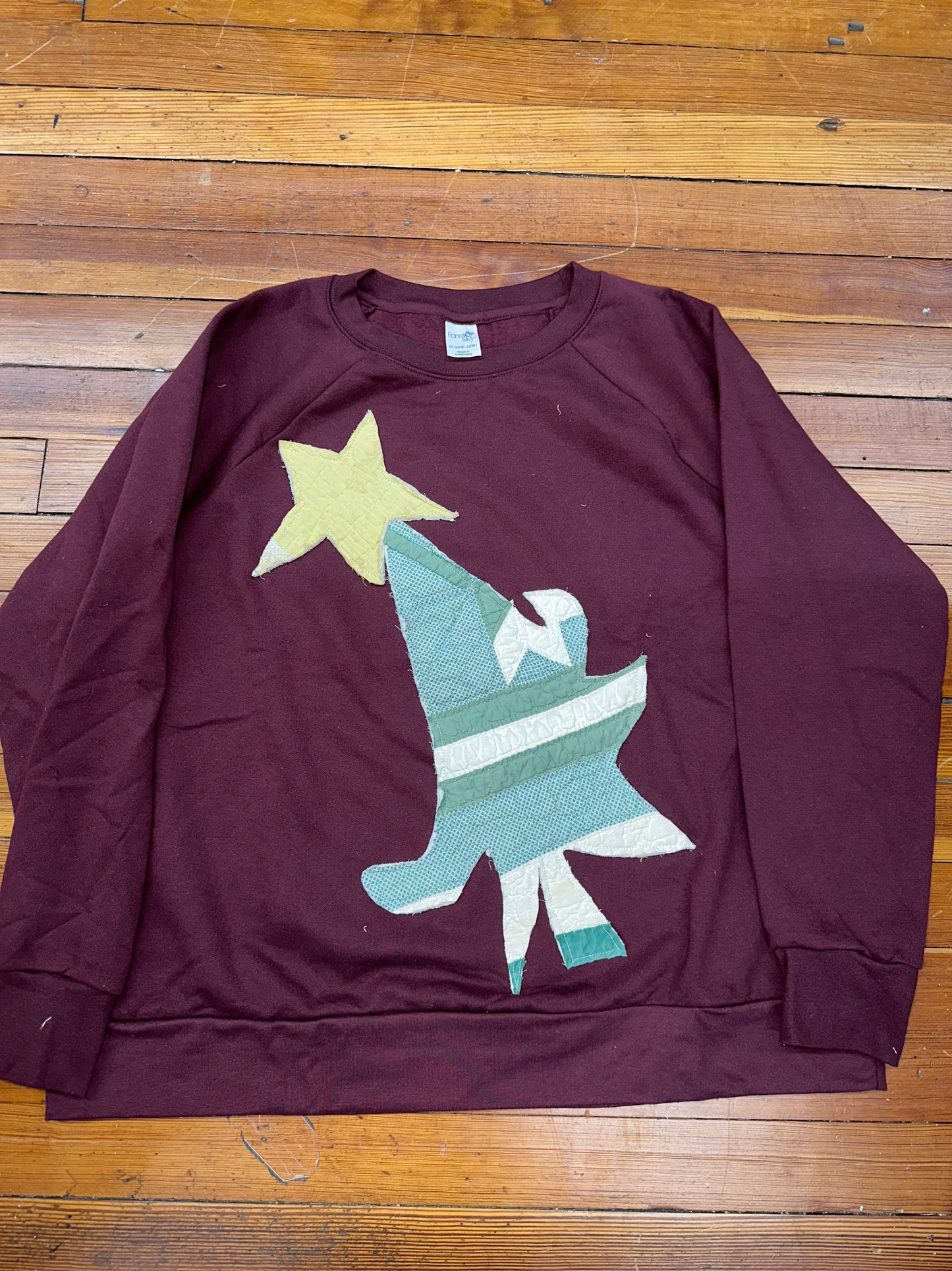 Christmas Tree Quilt Patchwork Sweatshirt