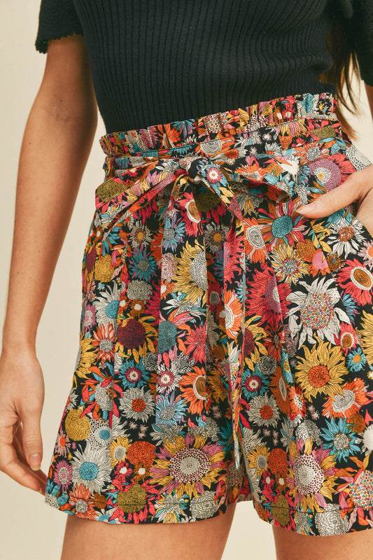 Floral Print High Waist Shorts