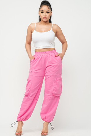 French Terry Cargo Pants - Pink