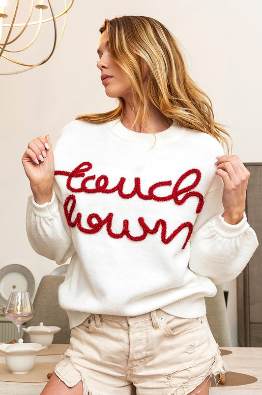 Touchdown Metallic Letter Sweater