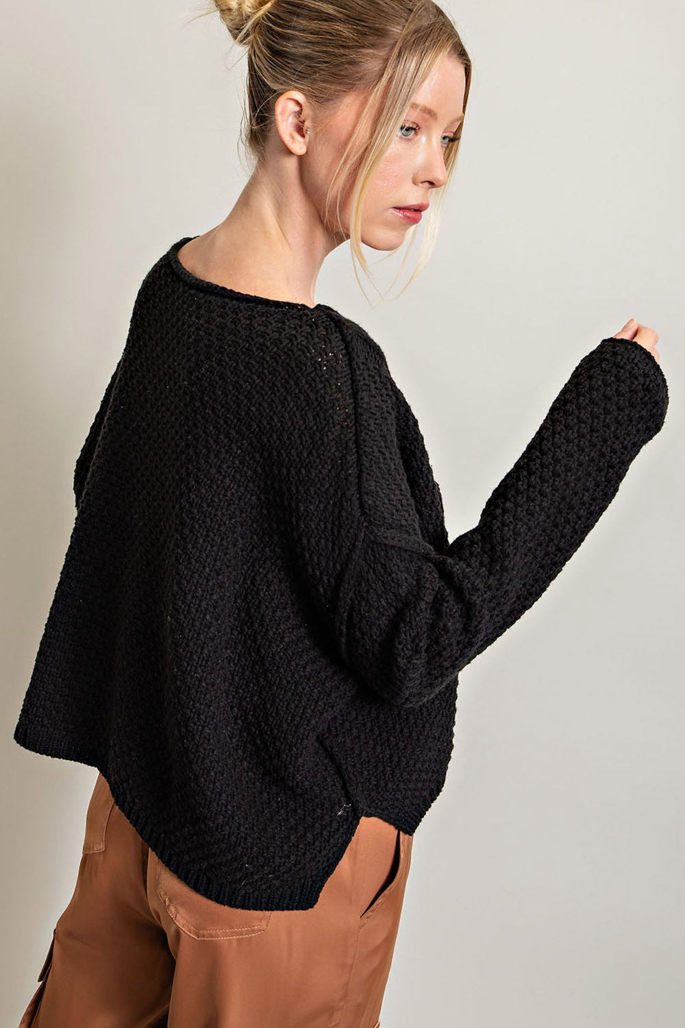 Crochet Knit Top - Black