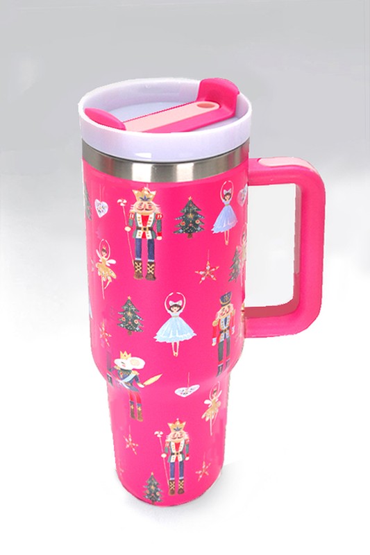 40oz Nutcracker Stainless Steel Tumbler- Fuchsia