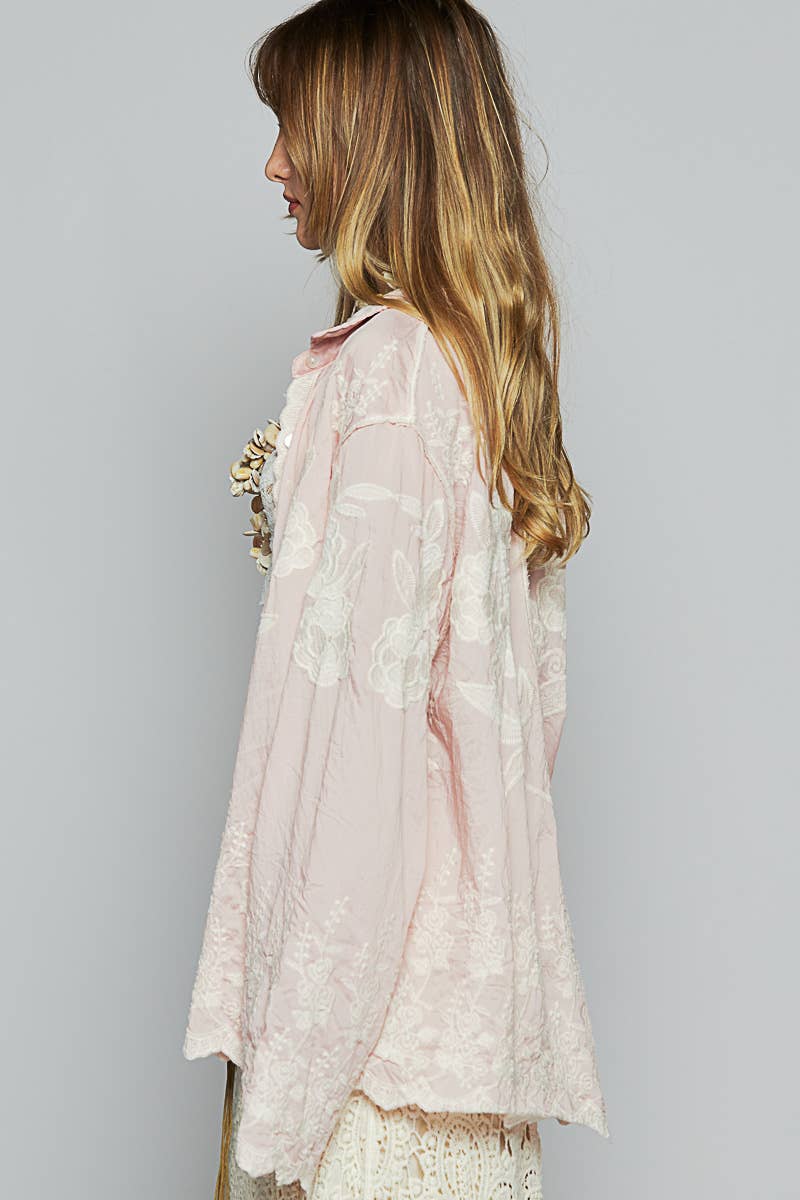 Long Sleeve Crochet Embroidered Top