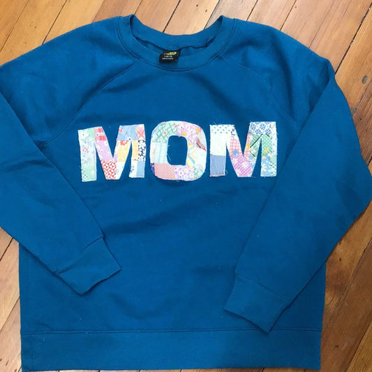Mom Quilt Patchwork Turquoise Sweatshirt