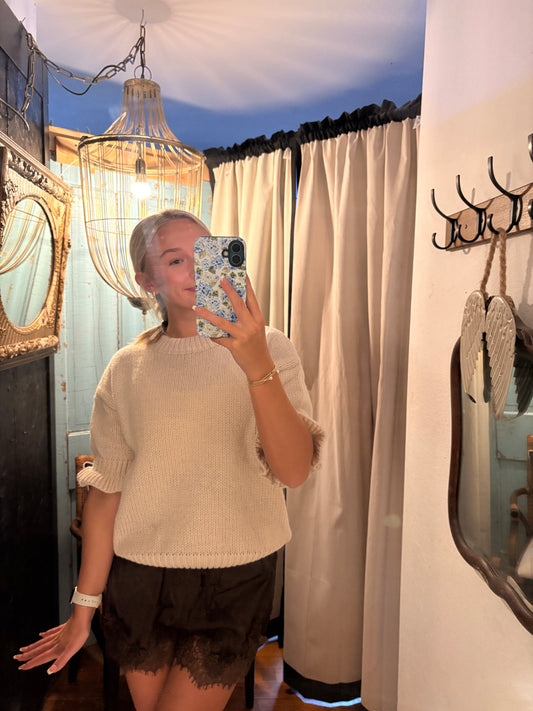 Casual Solid Khaki Round Neck Sweater Top