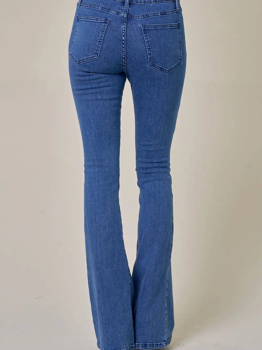 Midtone Star Detail Bell Bottom Jeans