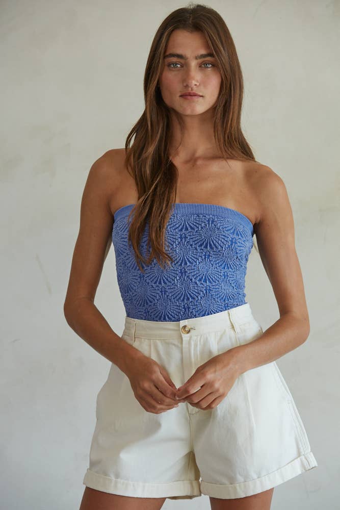 Knit Modal Nylon Spandex Seamless Jacquard Tube Top