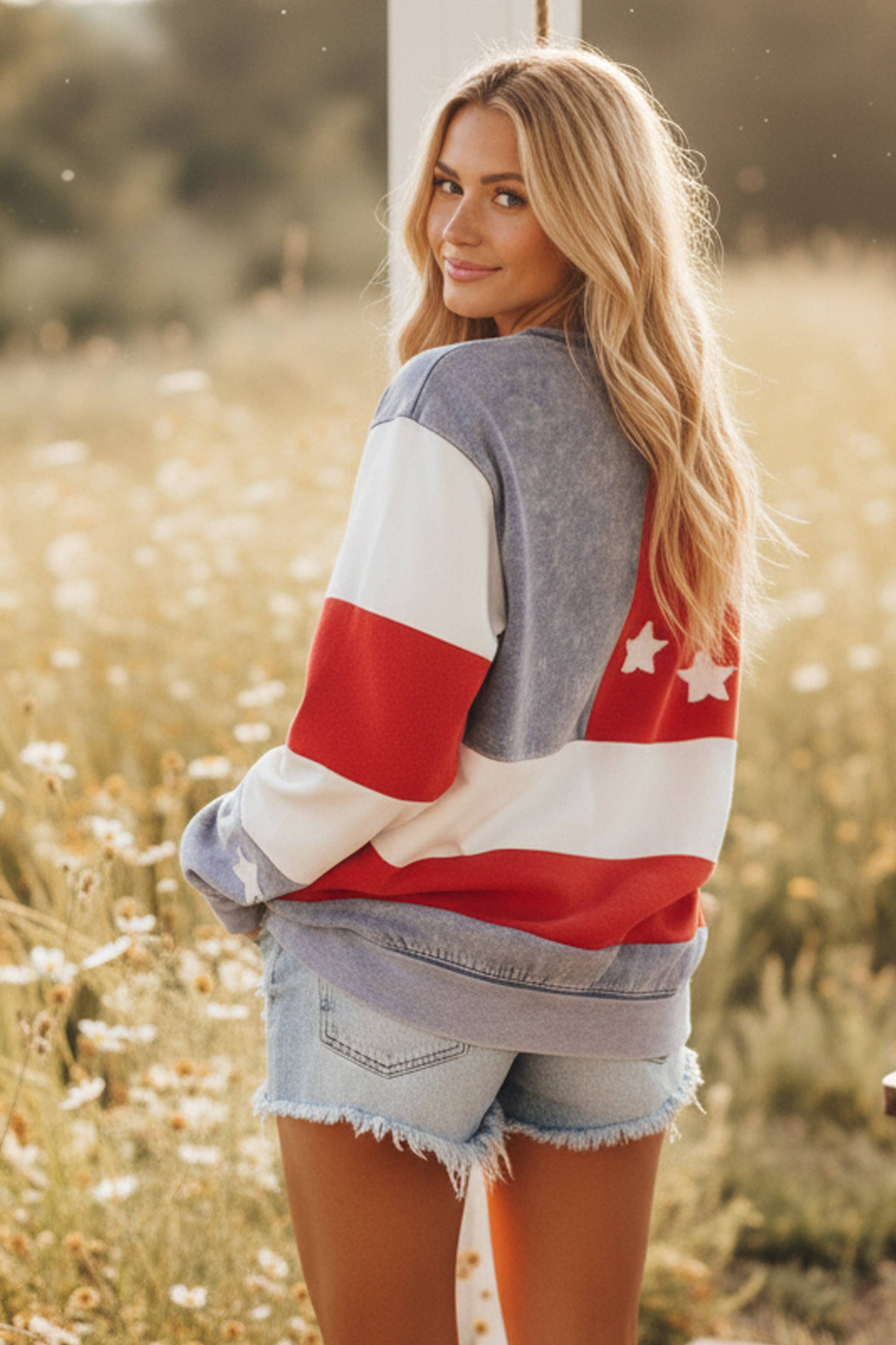 4th of July Mineral Washed American Flag Sweatshirt
