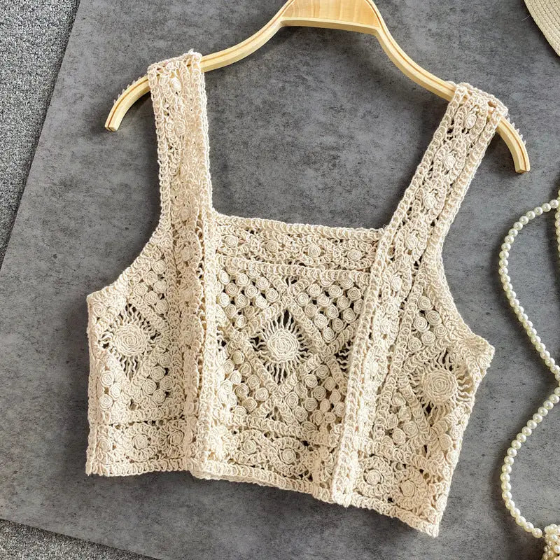 Crosa Handmade Vintage Crochet Camisole - Beige