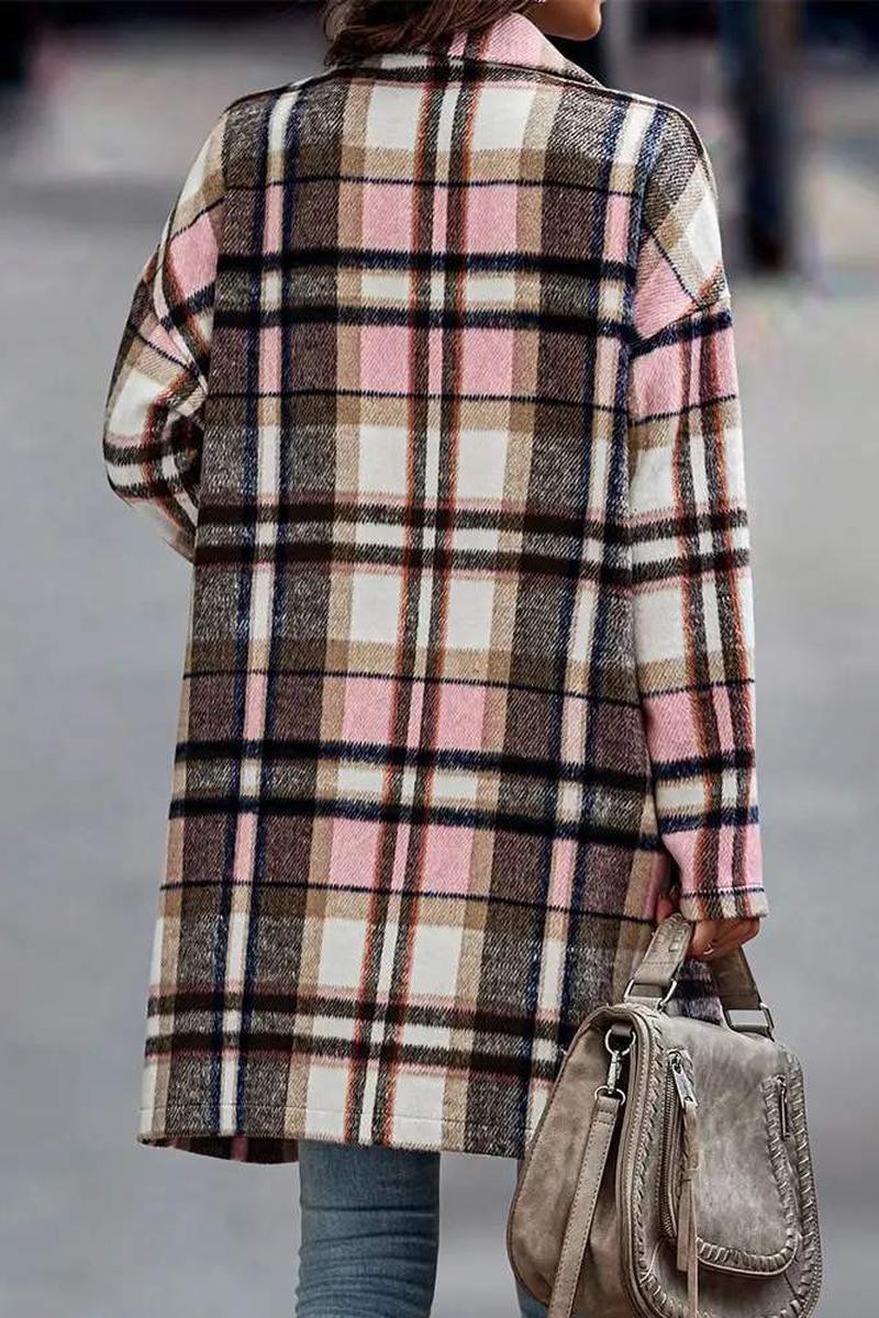 Plaid Long Flannel Shacket - Pink
