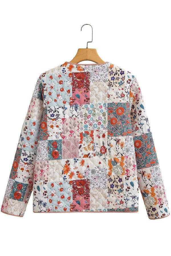 Patchwork Print Quilted Jacket - Multi