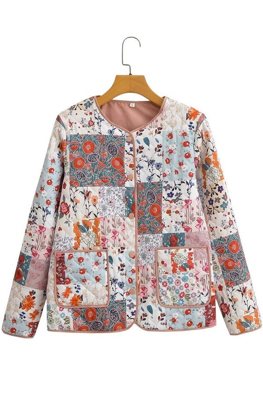 Patchwork Print Quilted Jacket - Multi