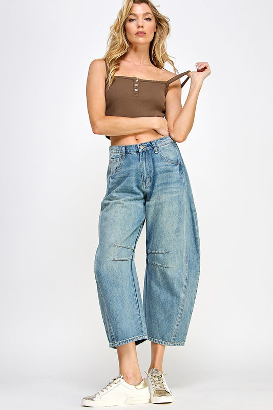 Mid-Rise Barrel Jeans