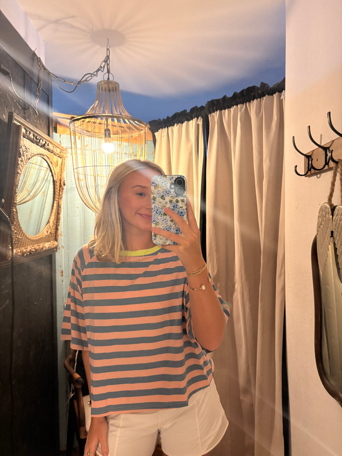 Casual Striped Round Neck Short Sleeve Top