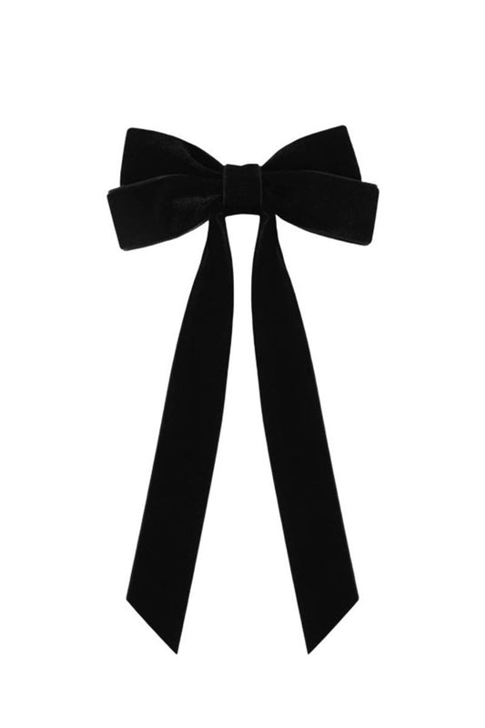 Velvet Ribbon Bow Hair Clips - Black