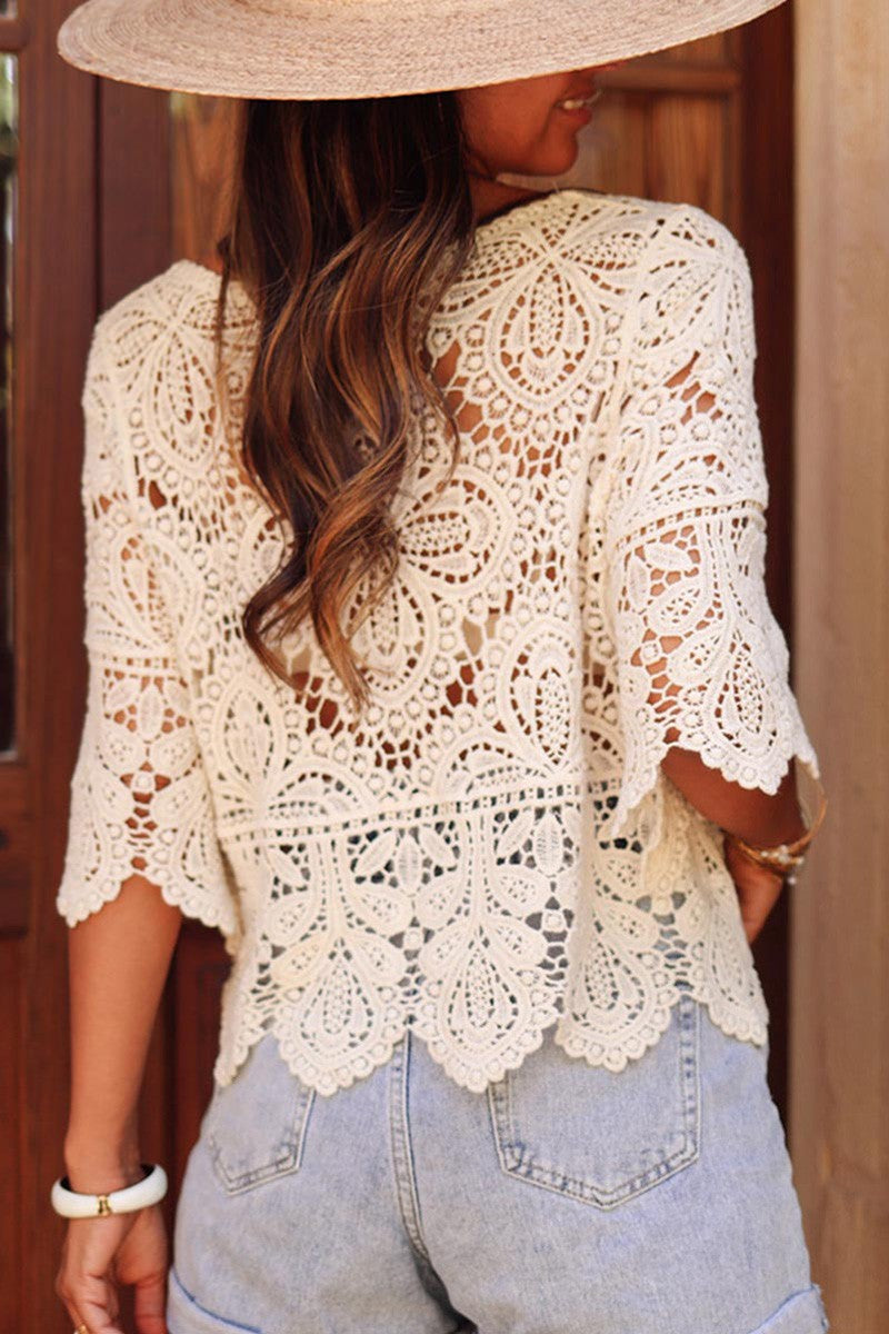 Crochet Lace Overlay Blouse