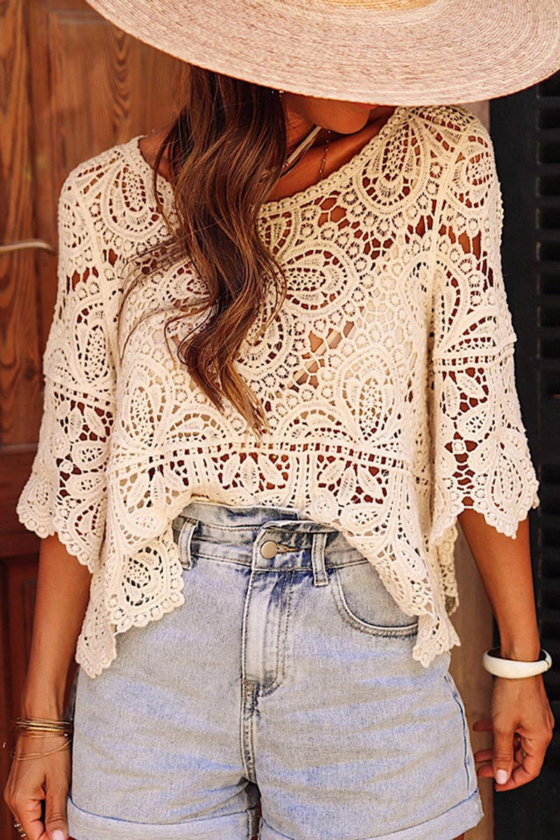 Crochet Lace Overlay Blouse