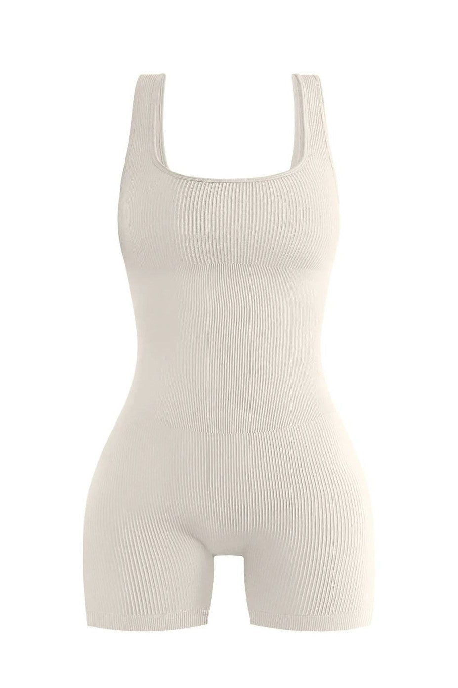 One Piece Ribbed Seamless Romper - Milky White