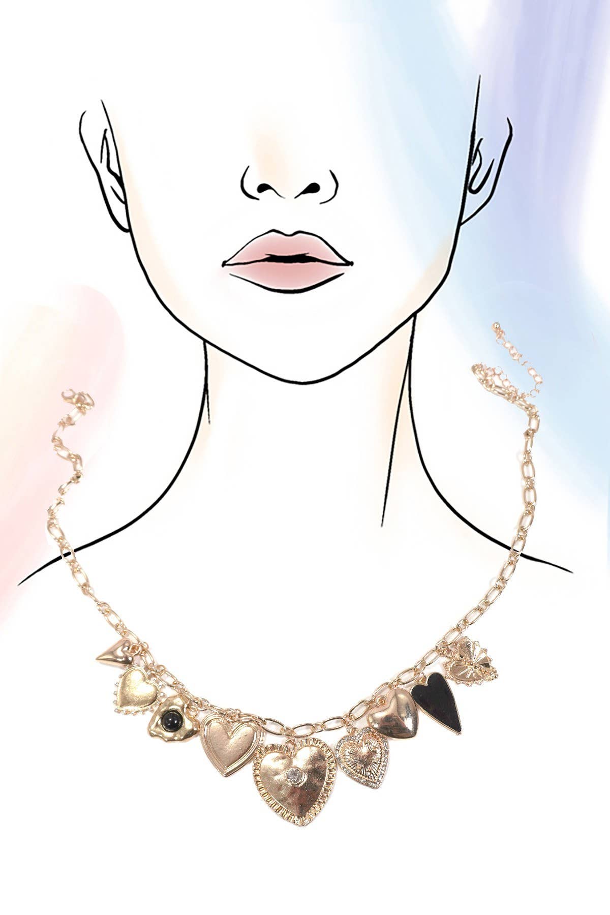 Charm Necklace - Multi Bold Heart