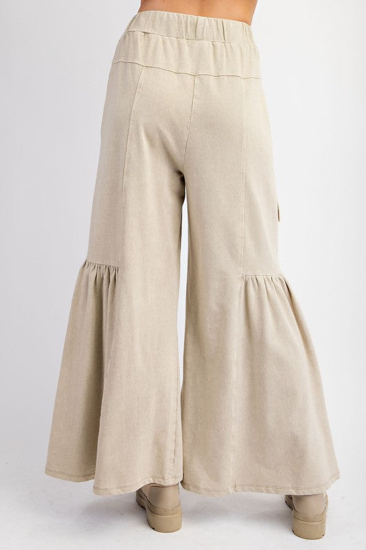 Mineral Washed Terry Knit Pants - Khaki