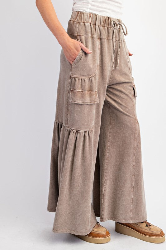 Mineral Washed Terry Knit Pants - Mocha