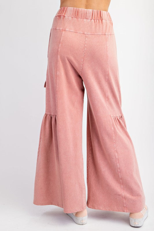 Mineral Washed Terry Knit Pants - Dried Rose