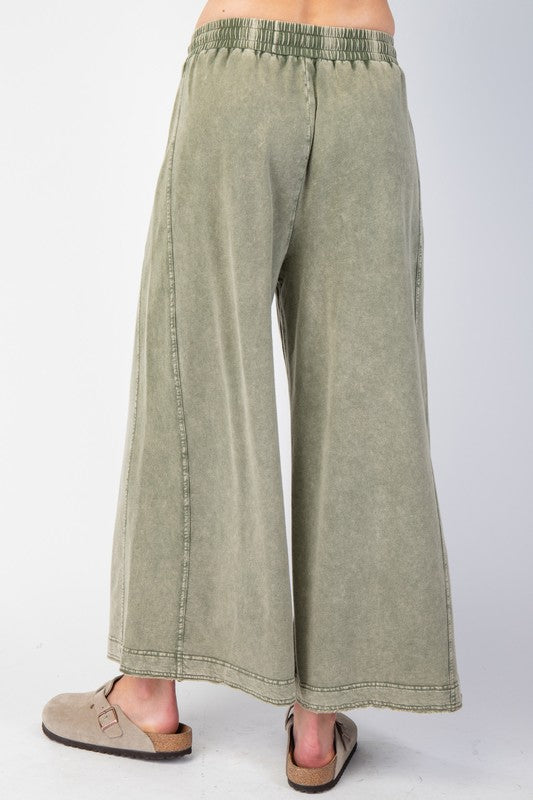 Mineral Washed Terry Knit Pants - Faded Olive