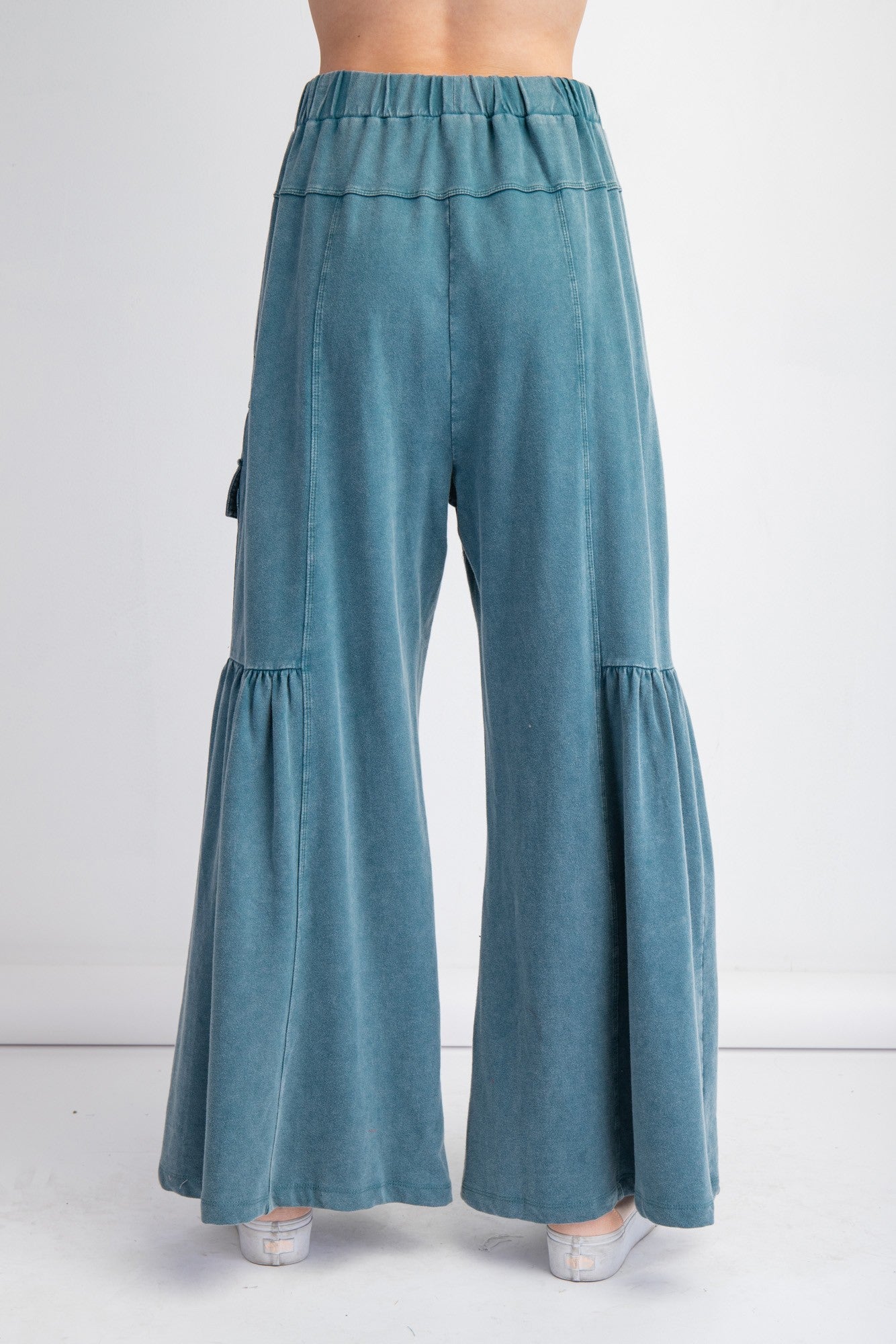 Mineral Washed Terry Knit Pants - Teal