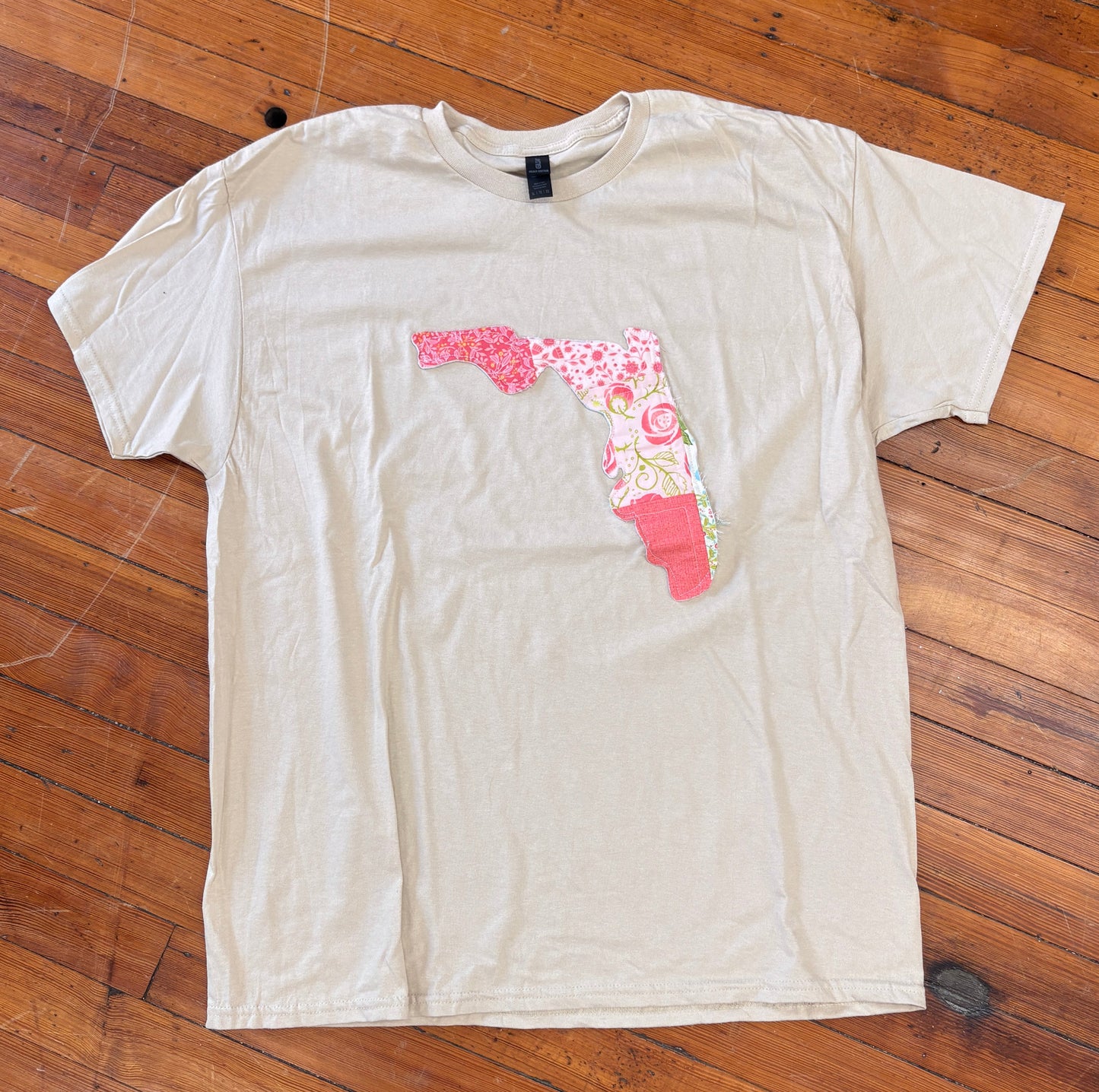 Vintage Quilt State of Florida Tee- Tan