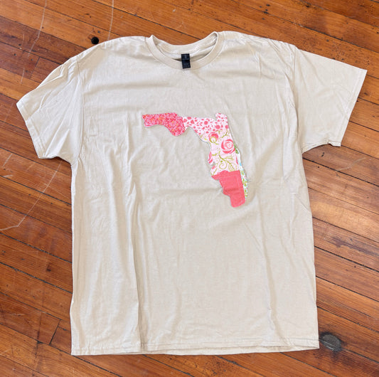 Vintage Quilt State of Florida Tee- Tan