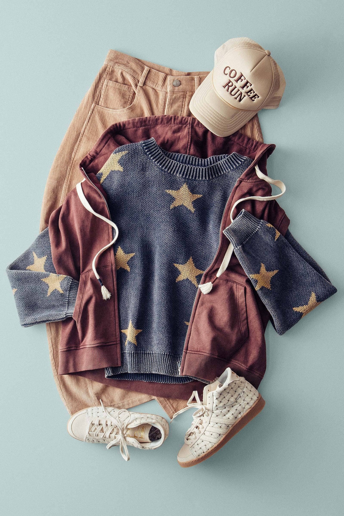 Mineral-Wash Star Motif Knit Sweater