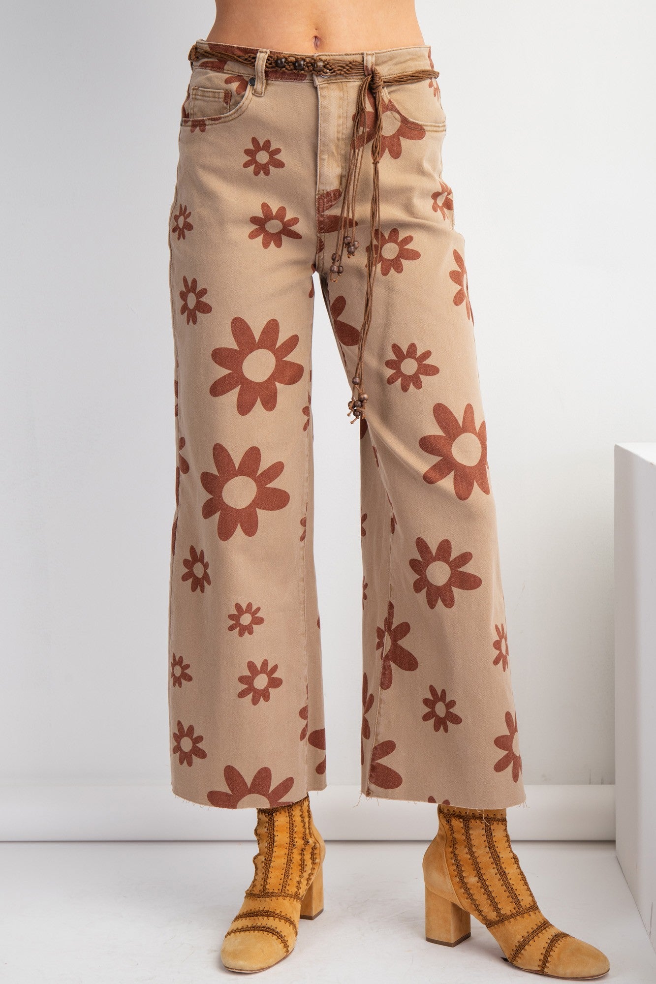 Daisy Print Washed Twill Pants