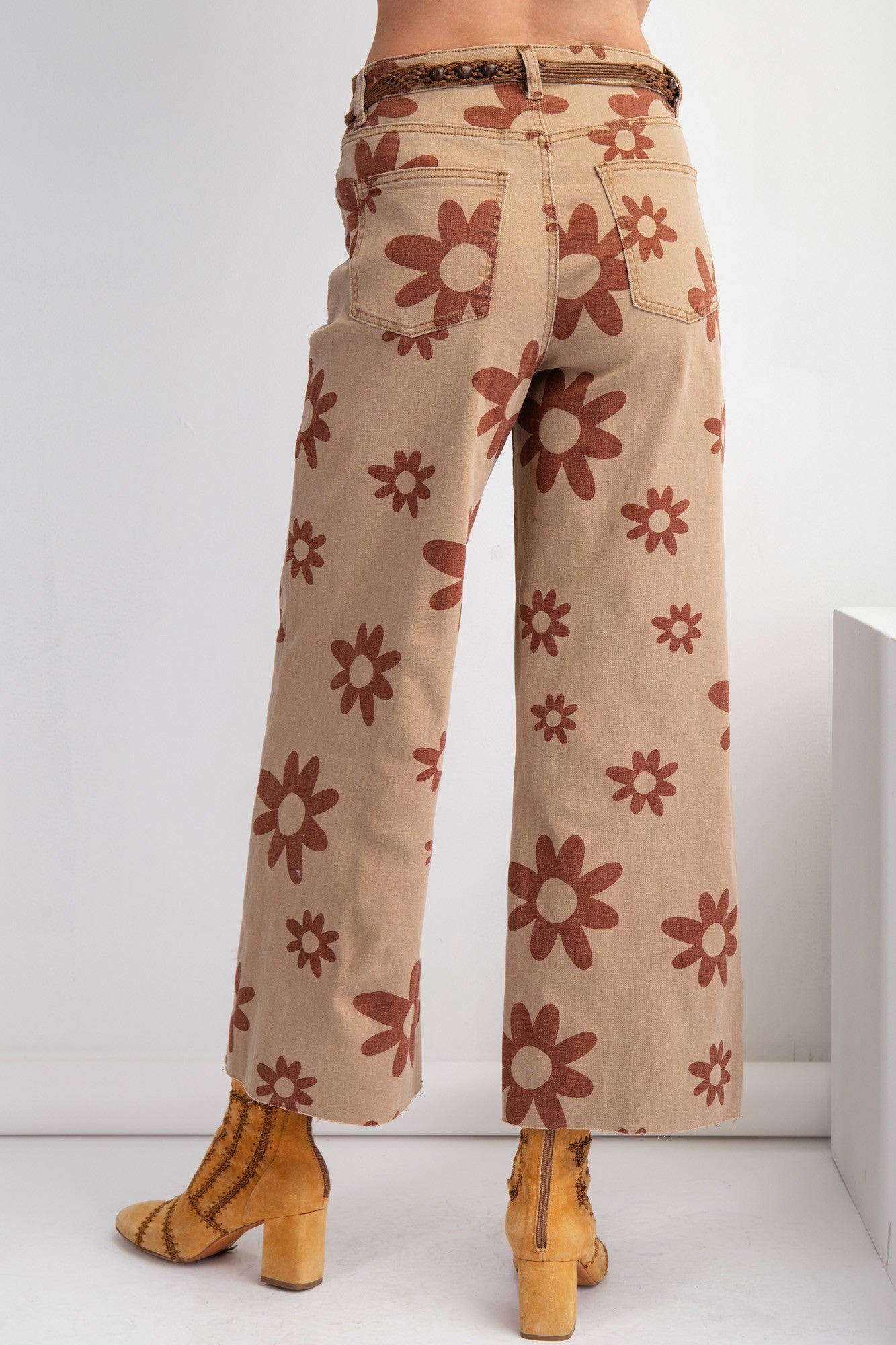 Daisy Print Washed Twill Pants