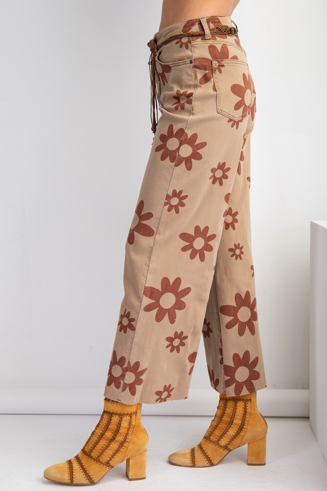 Daisy Print Washed Twill Pants