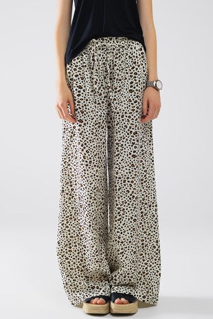 Leopard Elastic Waist Straight Pants