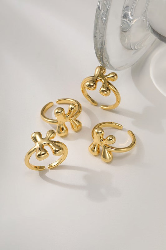 Bubble Initial Adjustable Ring