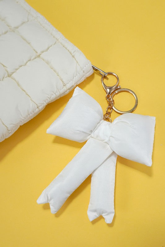 Puffy Bow Ribbon Bag Charm Keychain