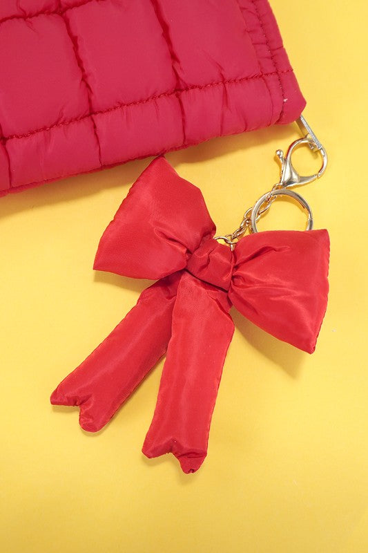 Puffy Bow Ribbon Bag Charm Keychain