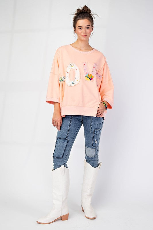 Love Patch Terry Knit Pullover - Apricot