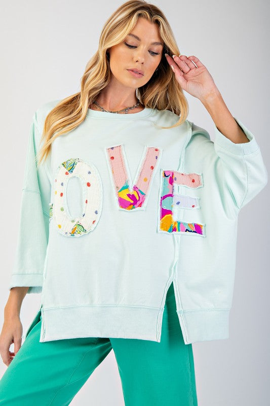 Love Patch Terry Knit Pullover - Misty Mint