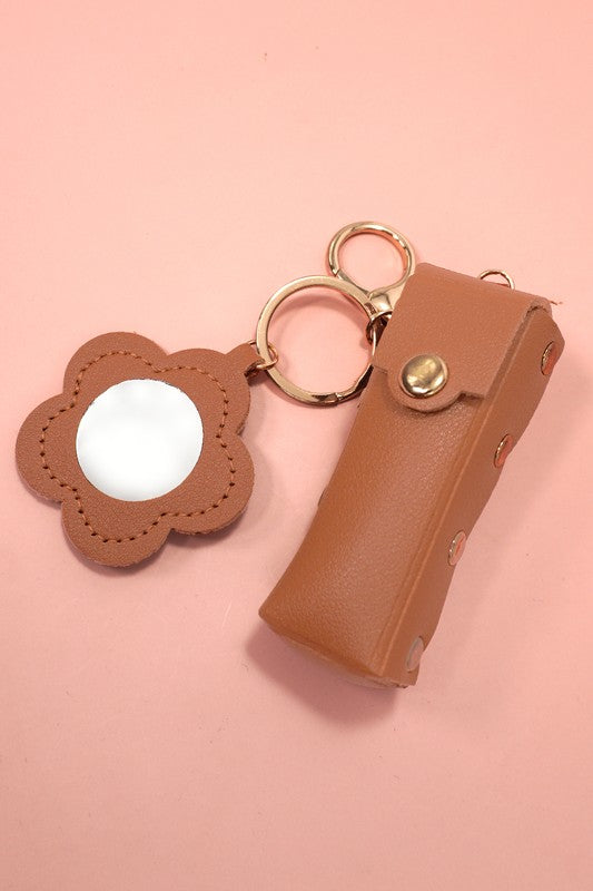 Vegan Leather Lip Bag Charm Keychains