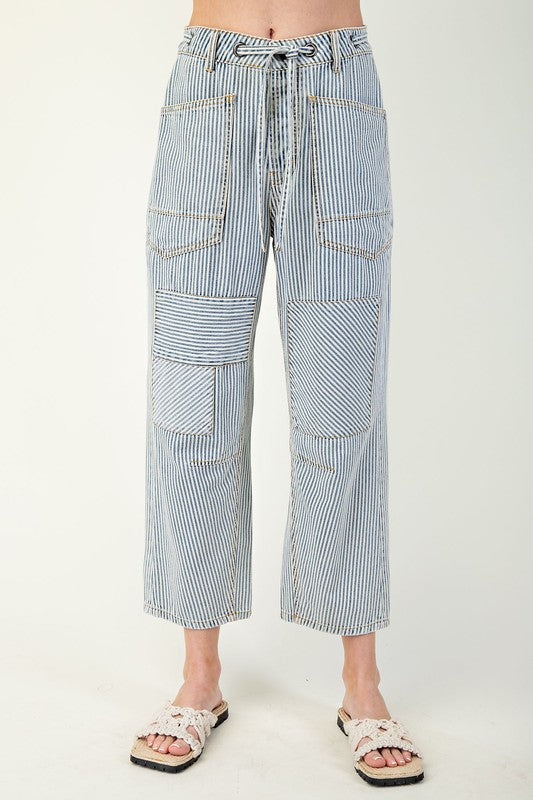 Striped Washed Twill Low Slug Jeans