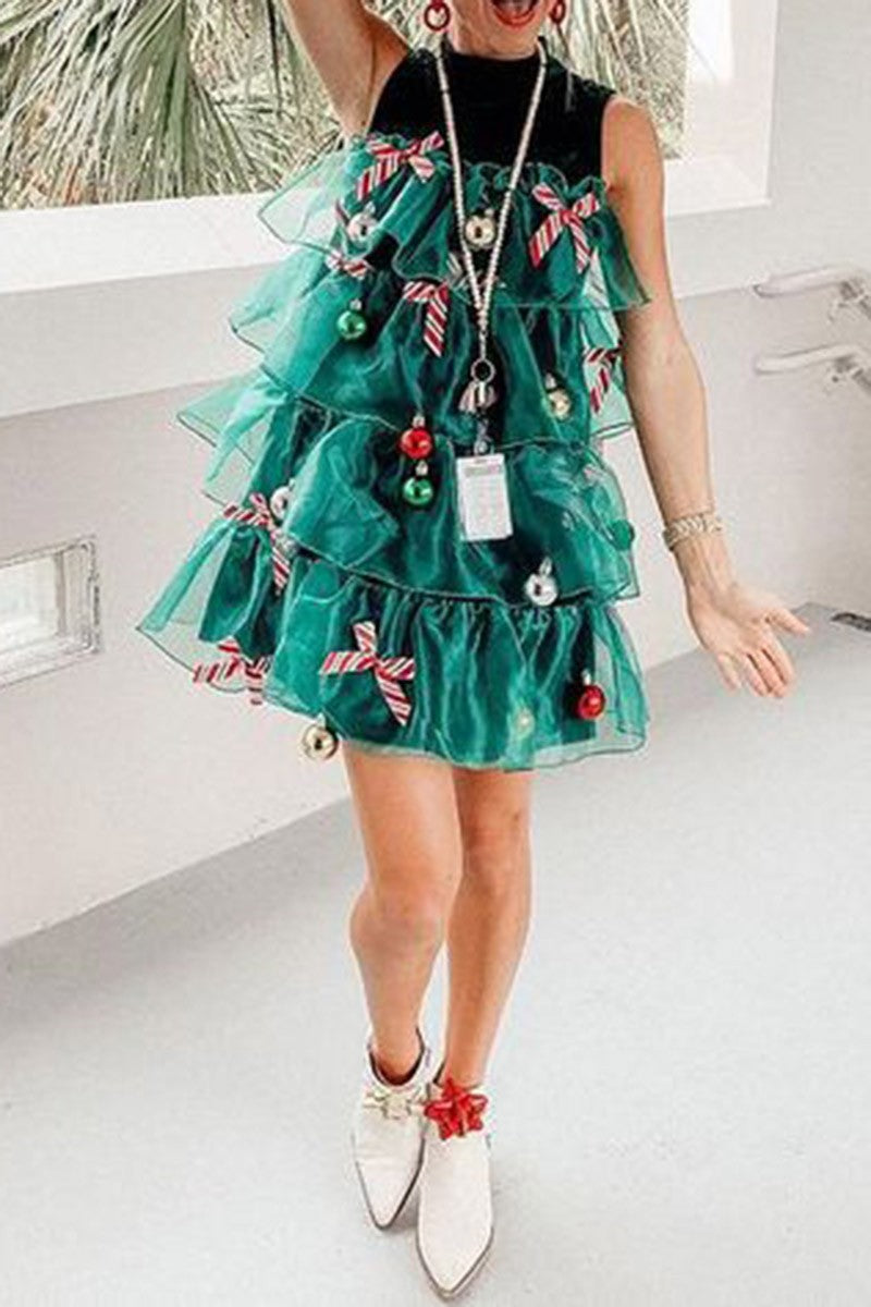 Layered Holiday Ruffle Dress