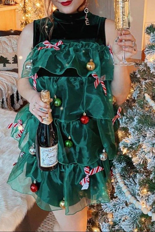 Layered Holiday Ruffle Dress