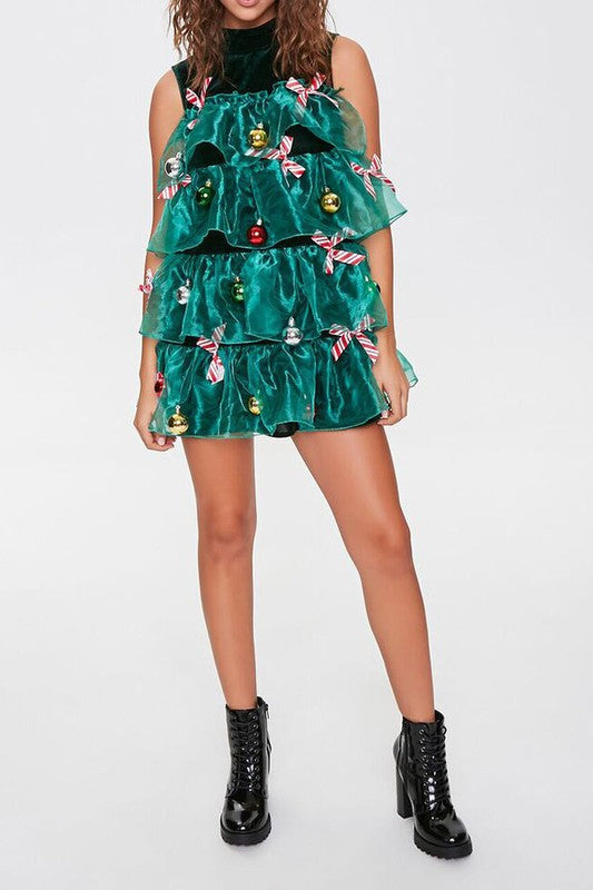 Layered Holiday Ruffle Dress