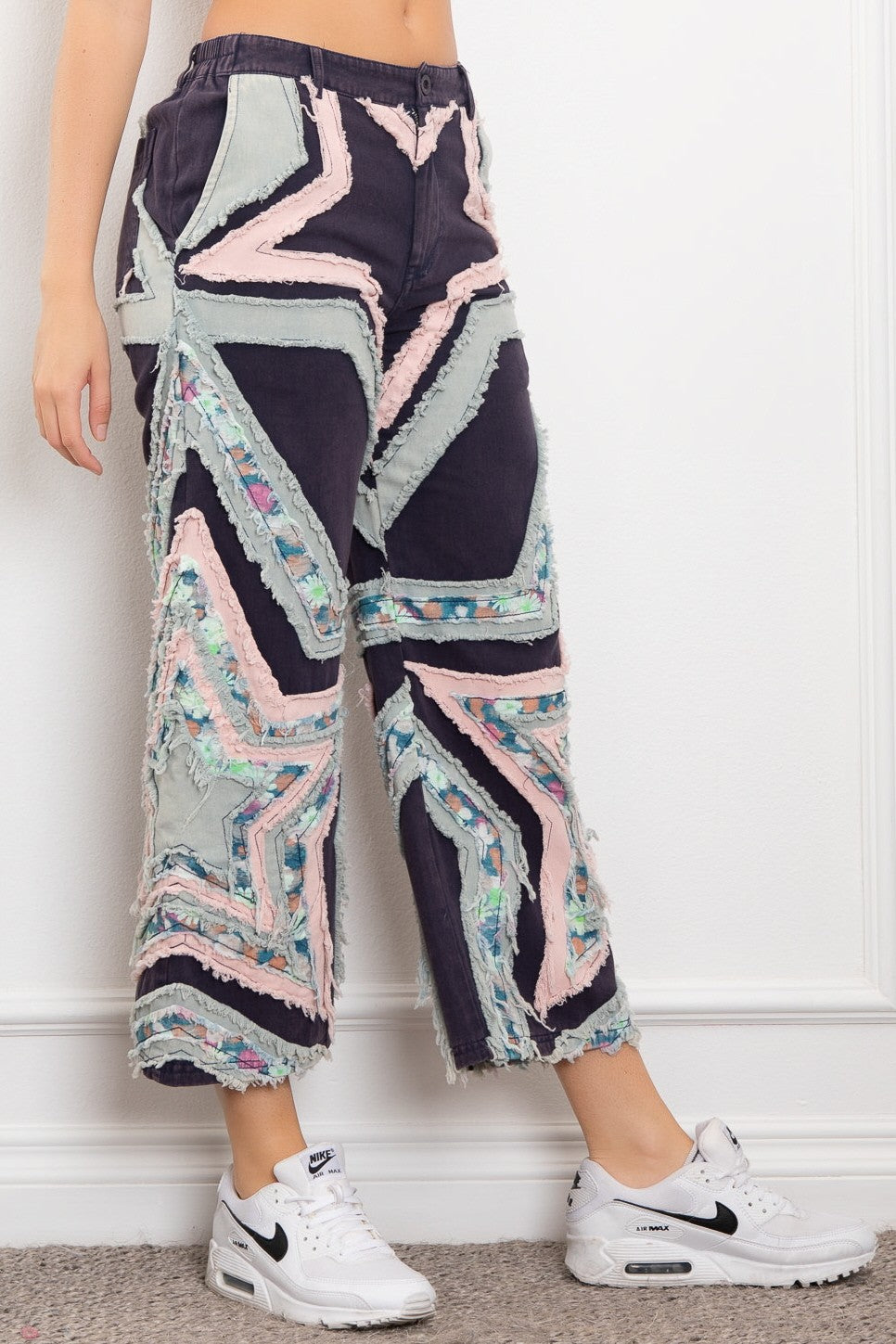 Multi Contrast Star Patched Pants